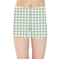 Green Tea White Small Plaids Kids  Sports Shorts by ConteMonfrey