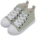 Green Tea White Small Plaids Kids  Mid-Top Canvas Sneakers View2