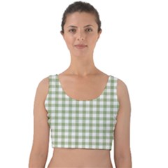 Green Tea White Small Plaids Velvet Crop Top by ConteMonfrey