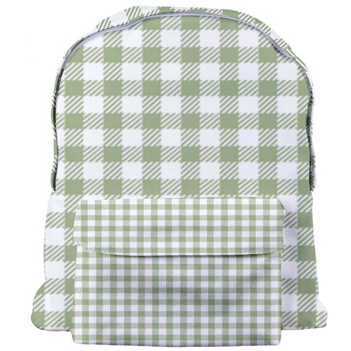 Green Tea White Small Plaids Giant Full Print Backpack