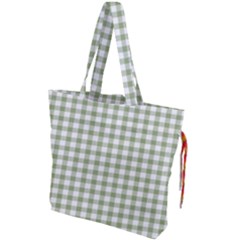 Green Tea White Small Plaids Drawstring Tote Bag by ConteMonfrey