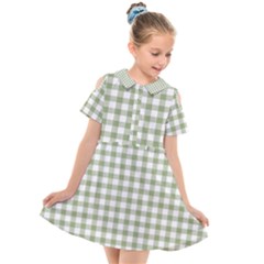 Green Tea White Small Plaids Kids  Short Sleeve Shirt Dress by ConteMonfrey