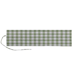 Green Tea White Small Plaids Roll Up Canvas Pencil Holder (l) by ConteMonfrey