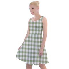 Green Tea White Small Plaids Knee Length Skater Dress by ConteMonfrey