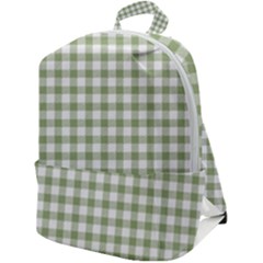 Green Tea White Small Plaids Zip Up Backpack by ConteMonfrey