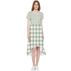 Green Tea White Small Plaids High Low Boho Dress by ConteMonfrey