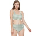 Green Tea White Small Plaids Frilly Bikini Set View1