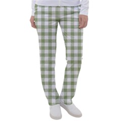 Green Tea White Small Plaids Women s Casual Pants by ConteMonfrey