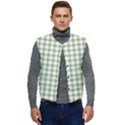 Green Tea White Small Plaids Men s Short Button Up Puffer Vest	 View1