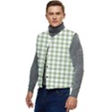 Green Tea White Small Plaids Men s Short Button Up Puffer Vest	 View3