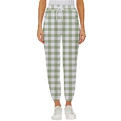 Green Tea White Small Plaids Cropped Drawstring Pants by ConteMonfrey