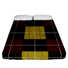 Modern Black Red Golden Plaids Fitted Sheet (queen Size) by ConteMonfrey