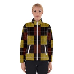 Modern Black Red Golden Plaids Women s Bomber Jacket by ConteMonfrey