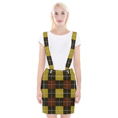 Modern Black Red Golden Plaids Braces Suspender Skirt by ConteMonfrey