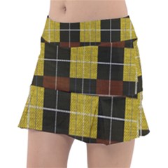 Modern Black Red Golden Plaids Classic Tennis Skirt