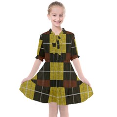 Modern Black Red Golden Plaids Kids  All Frills Chiffon Dress by ConteMonfrey