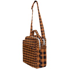 Orange black small plaids Crossbody Day Bag