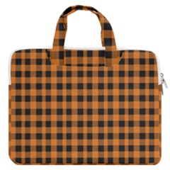 Orange black small plaids MacBook Pro 16  Double Pocket Laptop Bag 