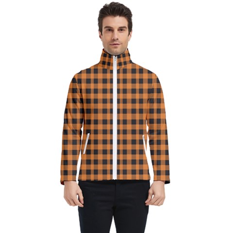 Orange Black Small Plaids Men s Bomber Jacket by ConteMonfrey