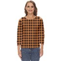 Orange black small plaids Cut Out Wide Sleeve Top View1