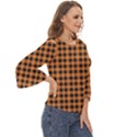 Orange black small plaids Cut Out Wide Sleeve Top View3