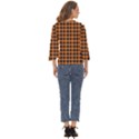 Orange black small plaids Cut Out Wide Sleeve Top View4