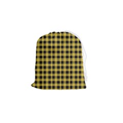 Black And Yellow Small Plaids Drawstring Pouch (small) by ConteMonfrey