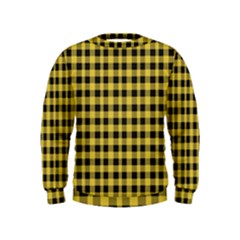 Black And Yellow Small Plaids Kids  Sweatshirt by ConteMonfrey