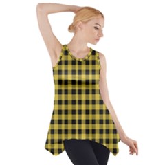 Black And Yellow Small Plaids Side Drop Tank Tunic by ConteMonfrey