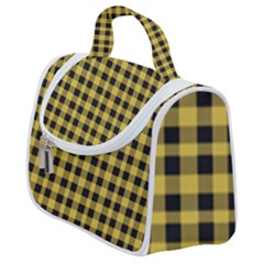 Black And Yellow Small Plaids Satchel Handbag by ConteMonfrey