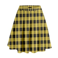 Black And Yellow Small Plaids High Waist Skirt by ConteMonfrey