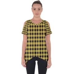 Black And Yellow Small Plaids Cut Out Side Drop Tee by ConteMonfrey