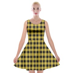 Black And Yellow Small Plaids Velvet Skater Dress by ConteMonfrey