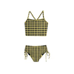 Black And Yellow Small Plaids Girls  Tankini Swimsuit by ConteMonfrey