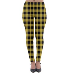 Black And Yellow Small Plaids Lightweight Velour Leggings by ConteMonfrey