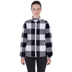 Black And White Classic Plaids Women s High Neck Windbreaker by ConteMonfrey