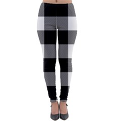 Black And White Classic Plaids Lightweight Velour Leggings by ConteMonfrey