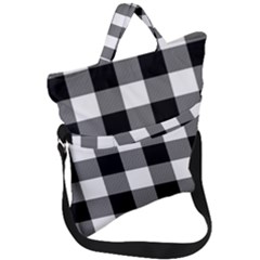 Black And White Classic Plaids Fold Over Handle Tote Bag by ConteMonfrey