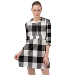 Black And White Classic Plaids Mini Skater Shirt Dress by ConteMonfrey