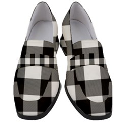 Black And White Classic Plaids Women s Chunky Heel Loafers by ConteMonfrey