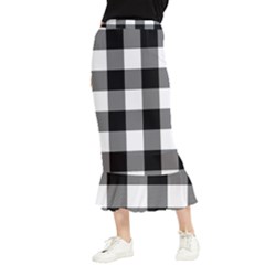 Black And White Classic Plaids Maxi Fishtail Chiffon Skirt by ConteMonfrey