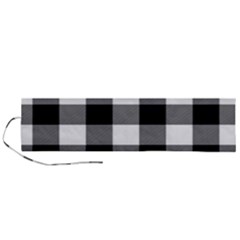 Black And White Classic Plaids Roll Up Canvas Pencil Holder (l) by ConteMonfrey