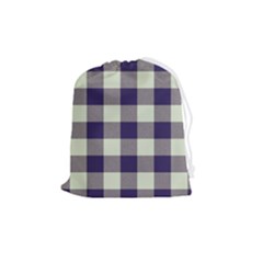 Blue Purple And White Plaids Drawstring Pouch (medium) by ConteMonfrey