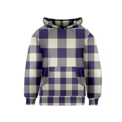 Blue Purple And White Plaids Kids  Pullover Hoodie by ConteMonfrey