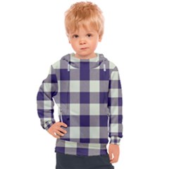 Blue Purple And White Plaids Kids  Hooded Pullover by ConteMonfrey