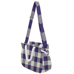 Blue Purple And White Plaids Rope Handles Shoulder Strap Bag by ConteMonfrey