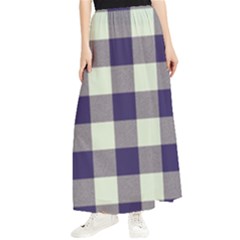 Blue Purple And White Plaids Maxi Chiffon Skirt by ConteMonfrey