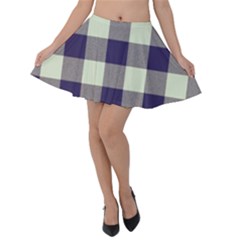 Blue Purple And White Plaids Velvet Skater Skirt by ConteMonfrey