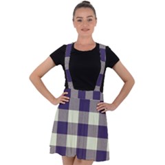 Blue Purple And White Plaids Velvet Suspender Skater Skirt by ConteMonfrey