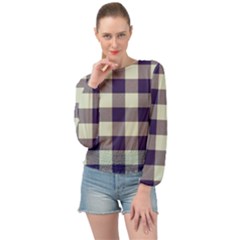 Blue Purple And White Plaids Banded Bottom Chiffon Top by ConteMonfrey